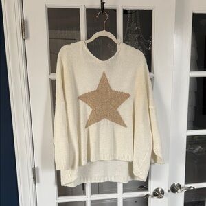 Chic Cream Sweater with Gold Star Design